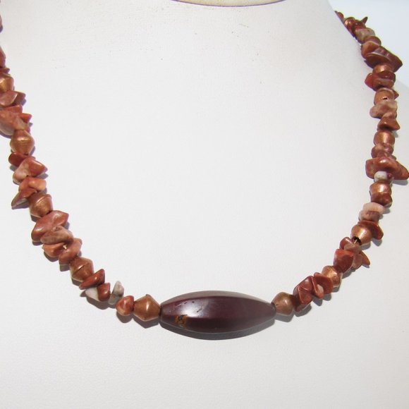 FINAL PRICE: 18.5" Red Jasper, Mookite, and Copper Necklace - Picture 2 of 2